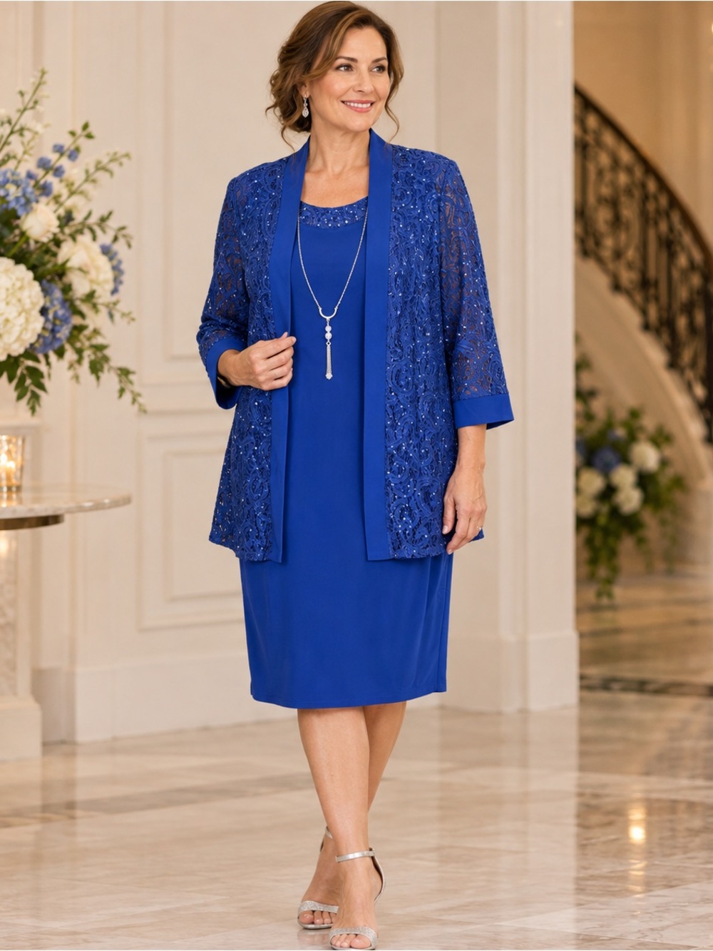 r&m formal dresses Richards | | Rm Richards Blue Sequin Lace Jacket Dress Set Necklace Size Nwt Periwinkle/Silver